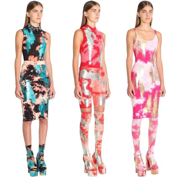 Germanier Paris Hand Dyed & Metallic Painted Bodycon Mini Tank Dress Size US 6 - Picture 3 of 15